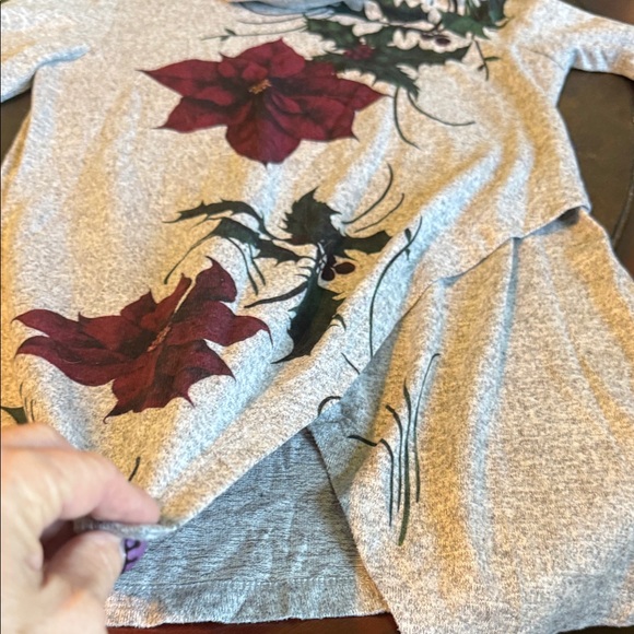 Floral Gray Long Sleeve Top - Picture 6 of 7